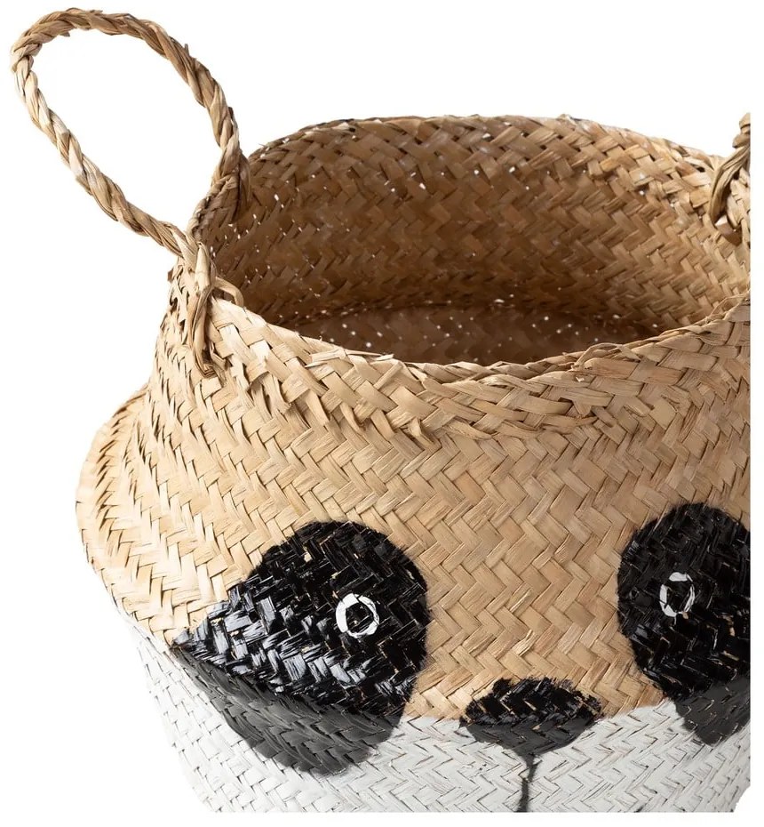 Cesto portagiochi da bambini in seagrass bianco e naturale ø 25x24 cm Panda - Compactor