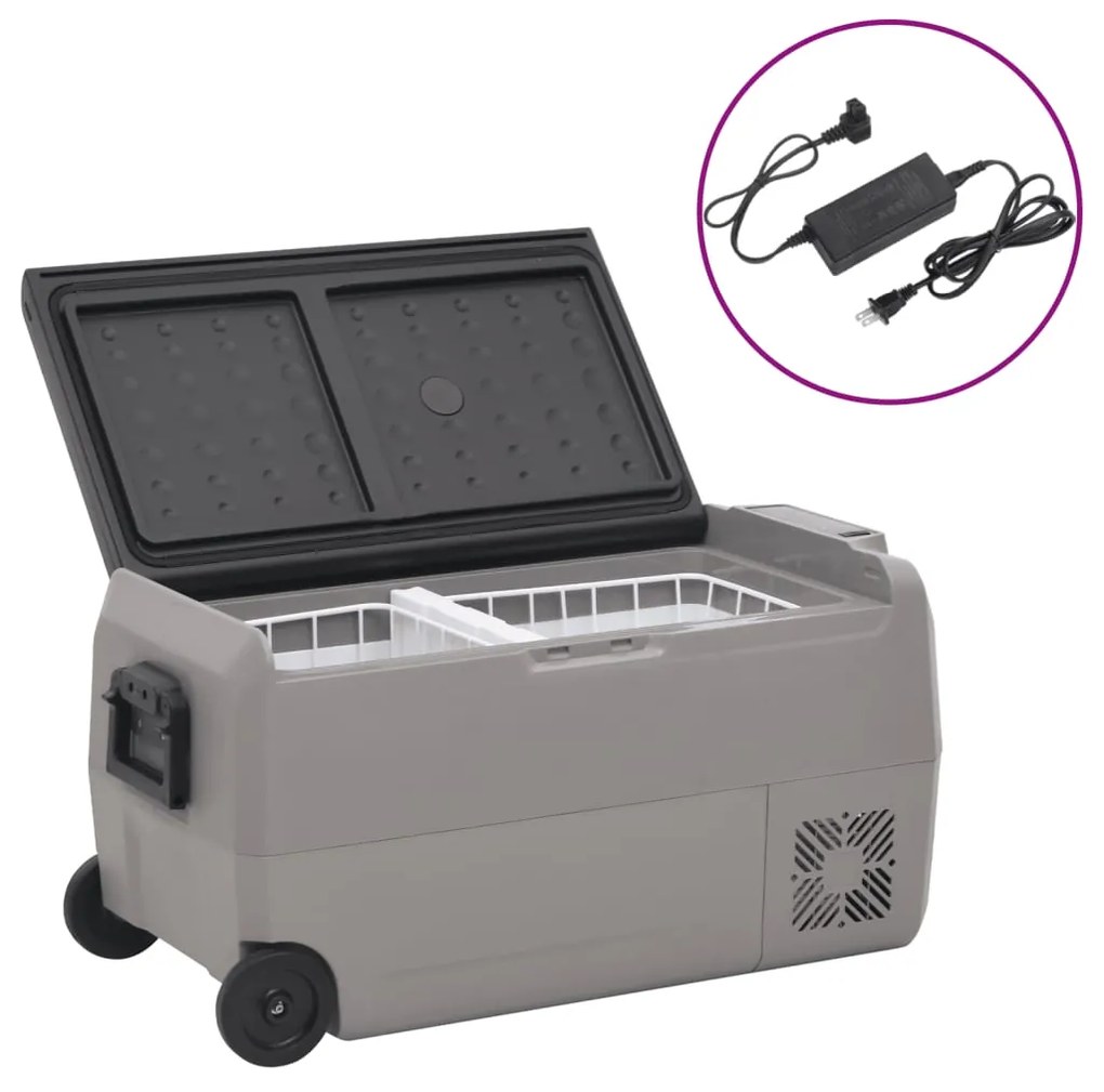 Borsa Frigo Con Ruote E Adattatore Nera E Grigia 60 L Pp E Pe /