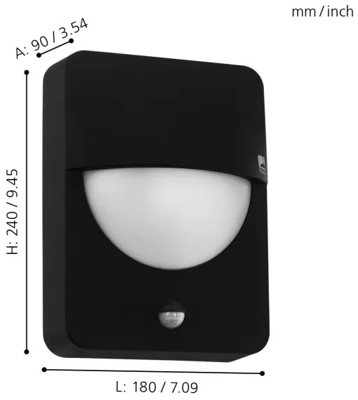 Eglo 98705 - Lampada da esterno con sensore SALVANESCO 1xE27/28W/230V IP44