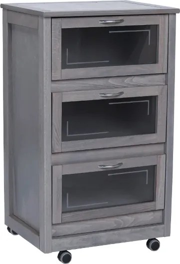 Carrello Mobiletto Grigio con ante a ribalta in vetro LANDHELL