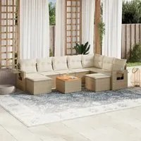 Set Divano da Giardino 10 pz con Cuscini Beige in Polyrattan 3224847