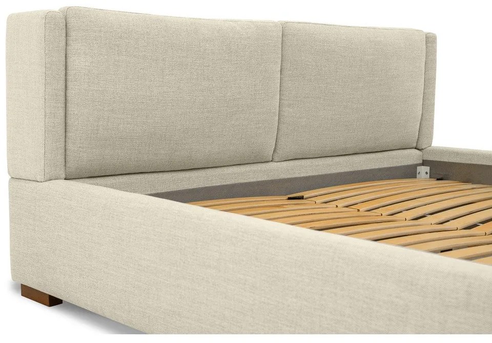 Letto matrimoniale imbottito beige con doghe in legno 180x200 cm Dreamer - Scandic