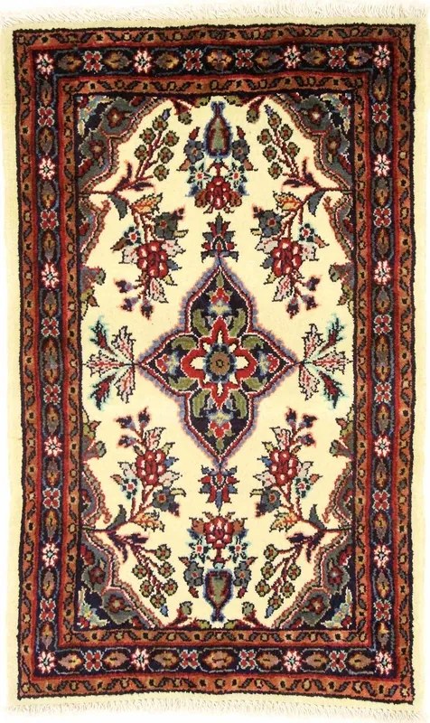 Hamedan Tappeto 90x60 Beige (Iran) Annodato A Mano