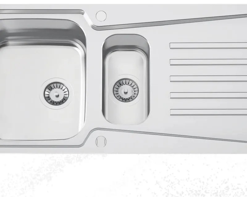 Lavello semincasso 2 vasche con gocciolatoio laterale destro o sinistro RODI Evolution 100 inox L 49 x L 99 x P 20 cm argento