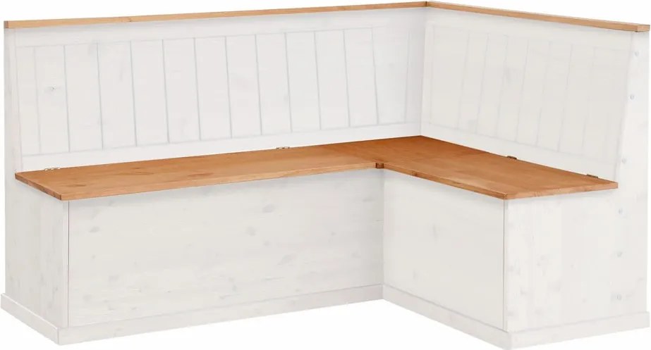 Panca angolare variabile bianca in legno di pino con spazio di archiviazione Silas - Støraa