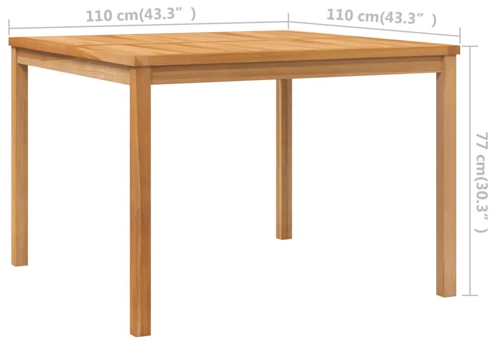 Tavolo da Pranzo per Giardino 110x110x77 cm in Massello di Teak