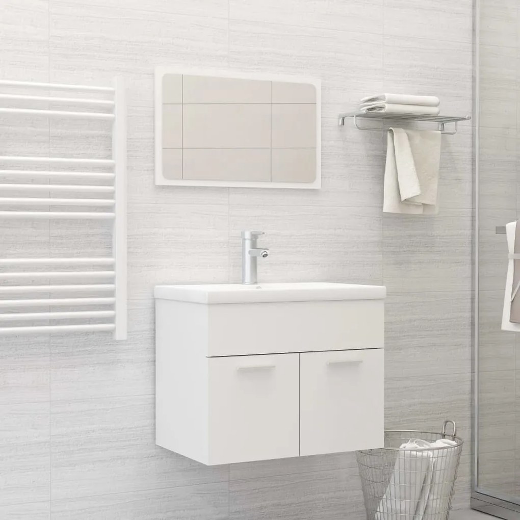 Set Mobili Da Bagno Bianco İn Truciolato /