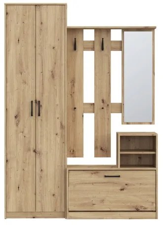 Mobile per ingresso con specchio KAVI, finitura rovere Artisan