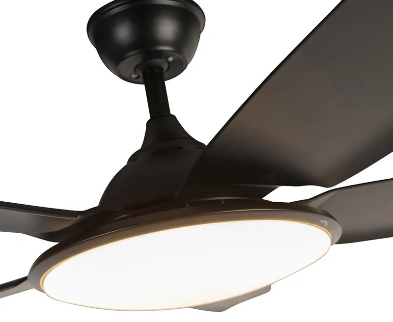 Ventilatore da soffitto nero 130 cm con LED dimmerabile e telecomando - Vifte