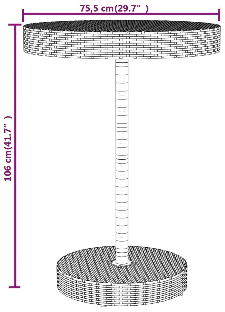 Set Bar Giardino 5pz Grigio Polyrattan e Legno Massello Acacia