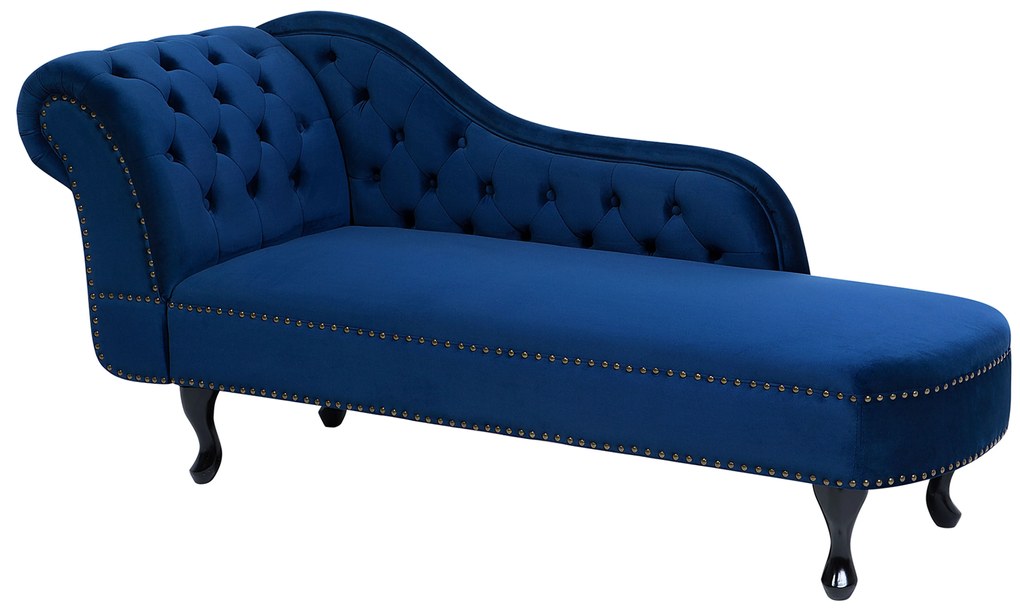 Chaise longue sinistra in velluto blu NIMES Beliani