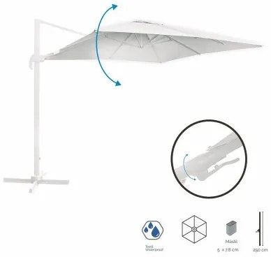 Ombrellone Tiber Bianco Alluminio 300 x 300 x 250 cm