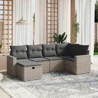 Set Divano da Giardino 6 pz con Cuscini Grigio in Polyrattancod mxl 89686