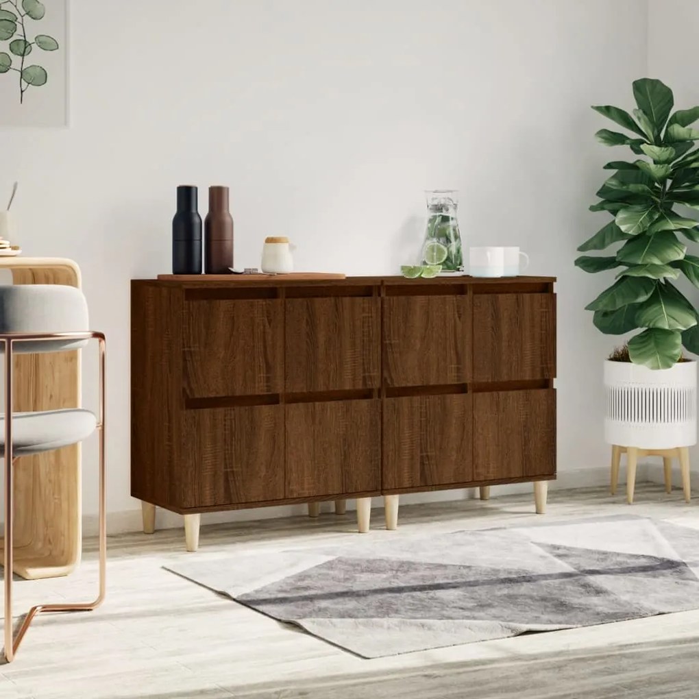 Credenze 2pz Rovere Marrone 60x35x70 Cm İn Legno Multistrato /
