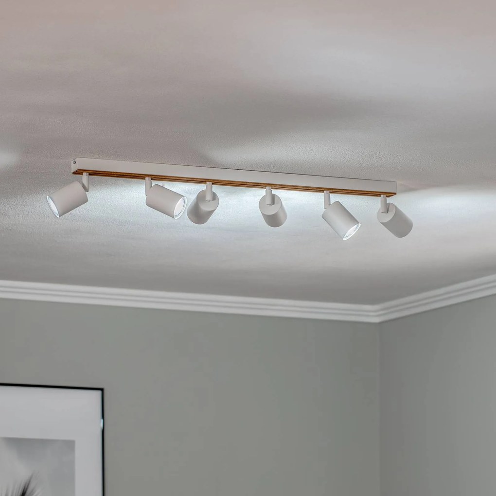 Envostar Tino Faretto da soffitto a 6 luci bianco/legno