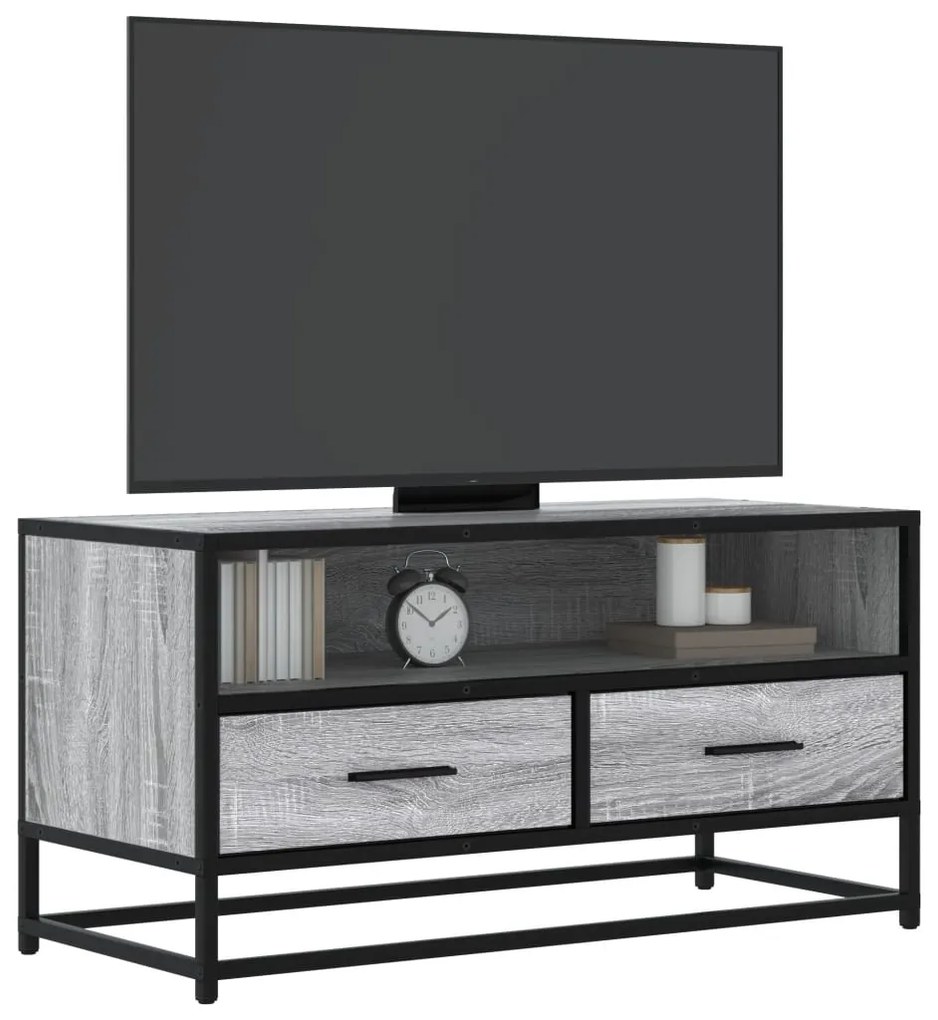 Mobile Tv Grigio Sonoma 80x34,5x40 Cm Legno Multistrato Metallo /