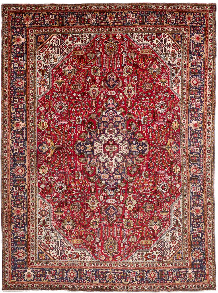 Tabriz Tappeto 340 x 260 Rosso (Iran) Annodato A Mano