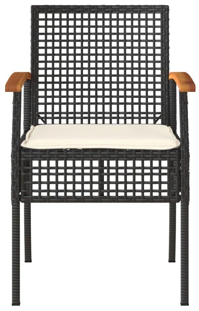 Set Divani da Giardino 4 pz con Cuscini Nero in Polyrattan