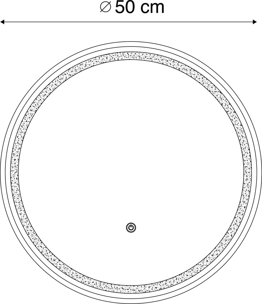 Specchio da bagno rame 50 cm con LED dimmerabile a 3 livelli con touch rotondo - Miral