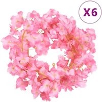 Ghirlande Fiori Artificiali 6 pz Rosa Scuro 180cmcod mxl 106724