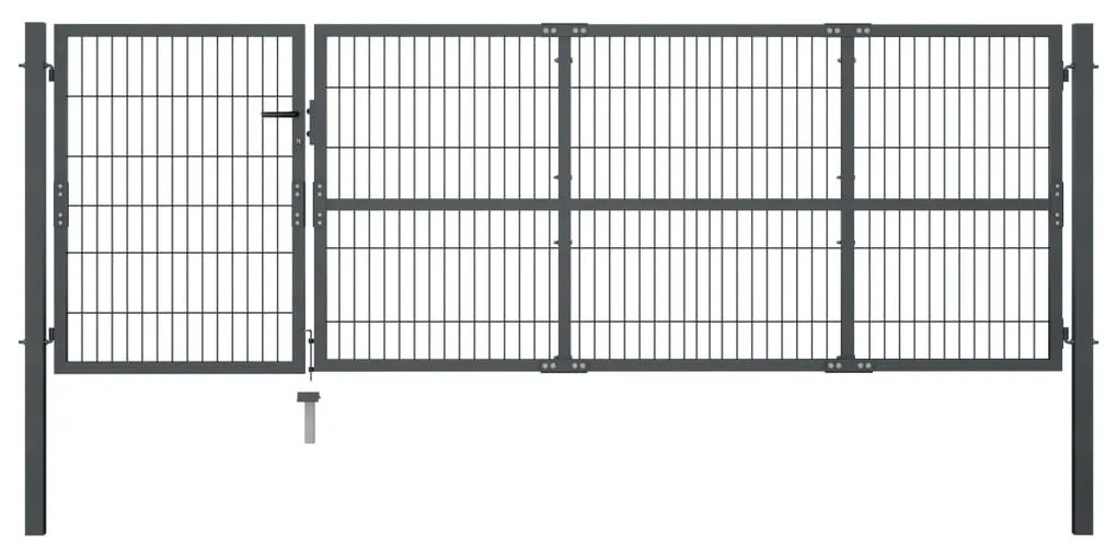 Cancello Di Recinzione Con Pali İn Acciaio 350x100 Cm Antracite /