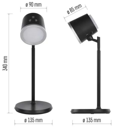 LED Lampada da tavolo ricaricabile dimmerabile 4in1 LED/6W/3,7V 3000K/4000K/6500K nero