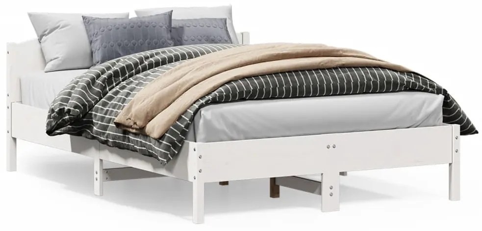 Letto Senza Materasso Bianco 140x200 Cm Legno Massello Di Pino /