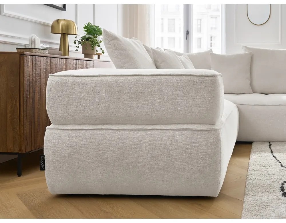 Divano angolare beige (penisola a destra/a L) con rivestimento in ciniglia Whesley – Bobochic Paris