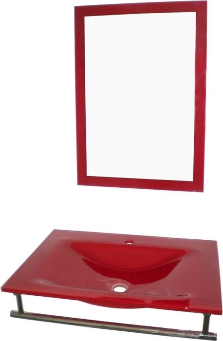Lavabo da appoggio Artus rettangolare in vetro L 70 x H 10.7 x P 50 cm rosso piletta non inclusa