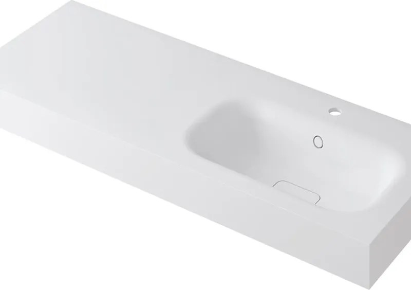 Lavabo a incasso rettangolare vasca a destra L 120.5 x H 15 x P 46 cm in resina bianco opaco