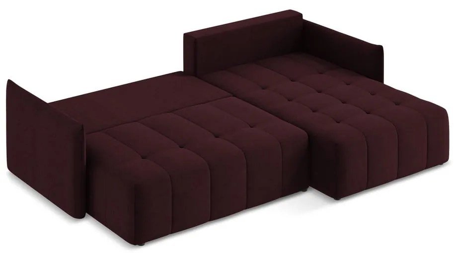 Divano angolare burgundy allungabile/con contenitore (con penisola a destra/con chaise lounge) Moku – Makamii