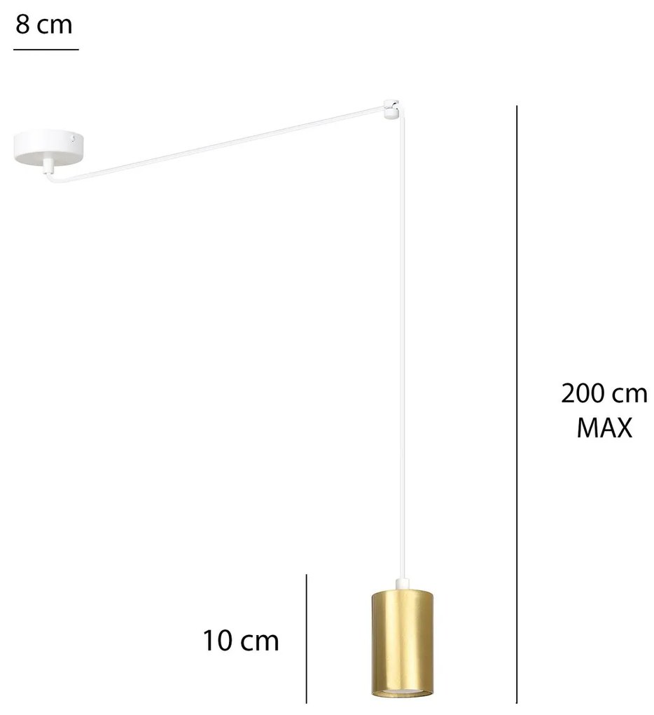 Sospensione A Ragno In Acciaio Bianco E Oro 1 Luce Tracker Con Cavo 3 Metri