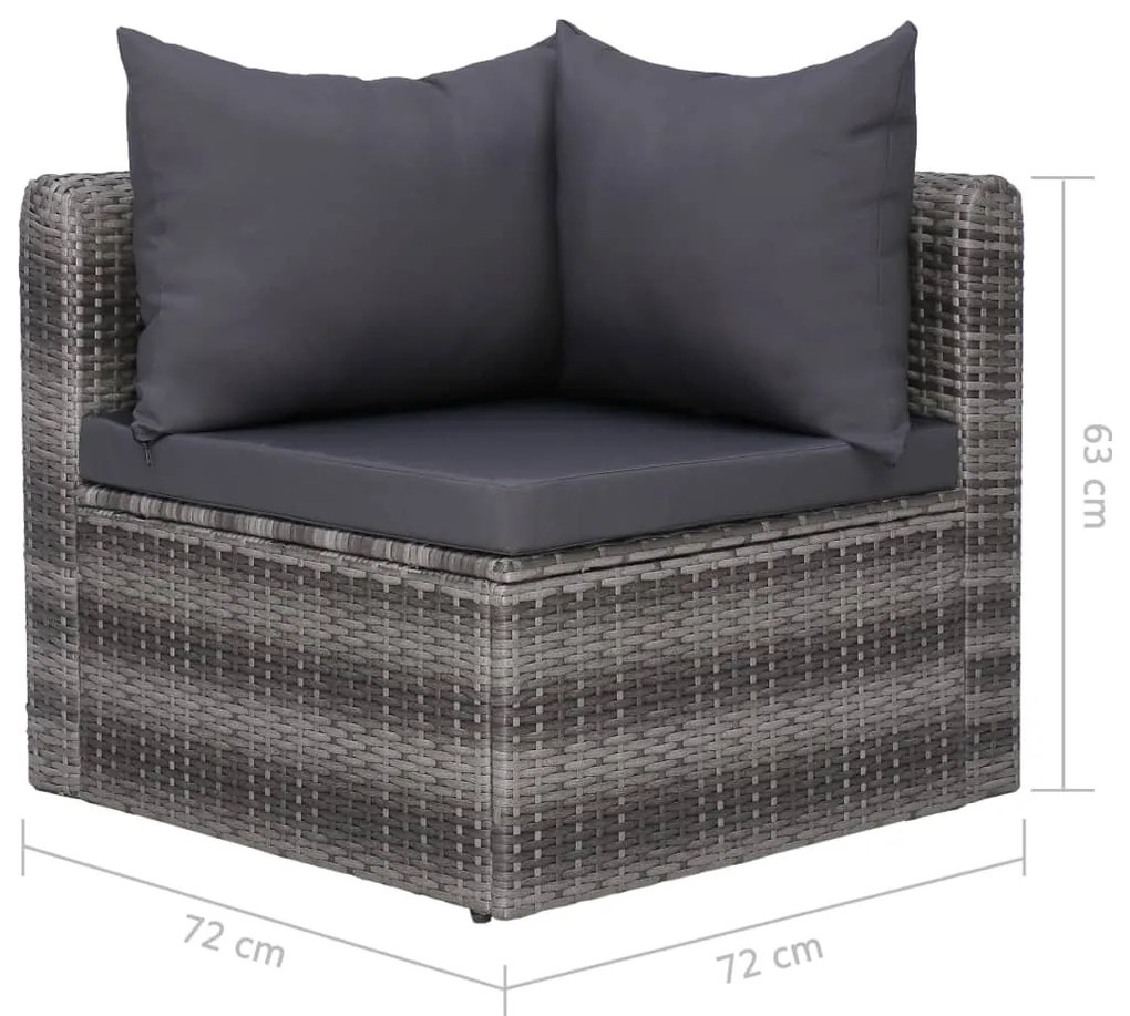 Set Divani da Giardino 4 pz con Cuscini Grigio in Polyrattan