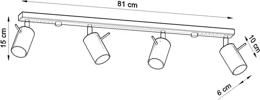 Lampada da soffitto in argento 4L Etna - Sollux