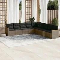 Set Divano da Giardino 9 pz con Cuscini Grigio in Polyrattan 3258462