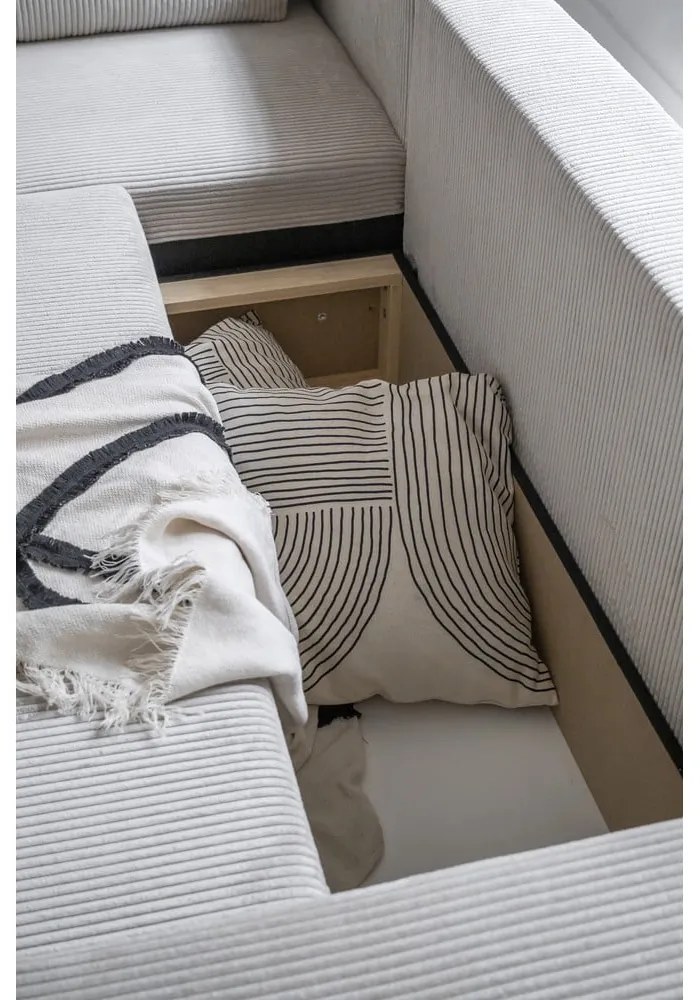 Divano letto angolare in velluto a coste bianco Brave Dave - Miuform