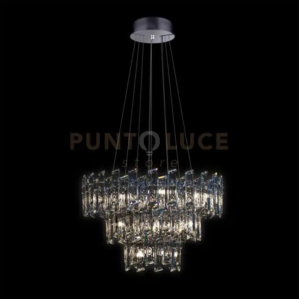 Arcadia lampada a sospensione 3 livelli 3/6/9 luci, cromo, 18 lampa...