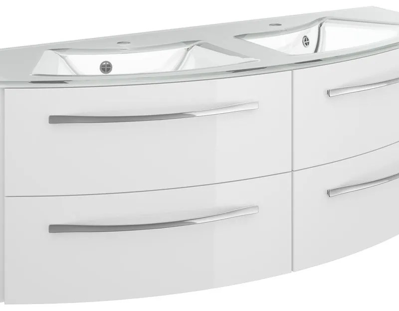 Mobile sottolavabo e lavabo Image bianco lucido L 130 x H 48 x P 48 cm 1 vasca 2 cassetti