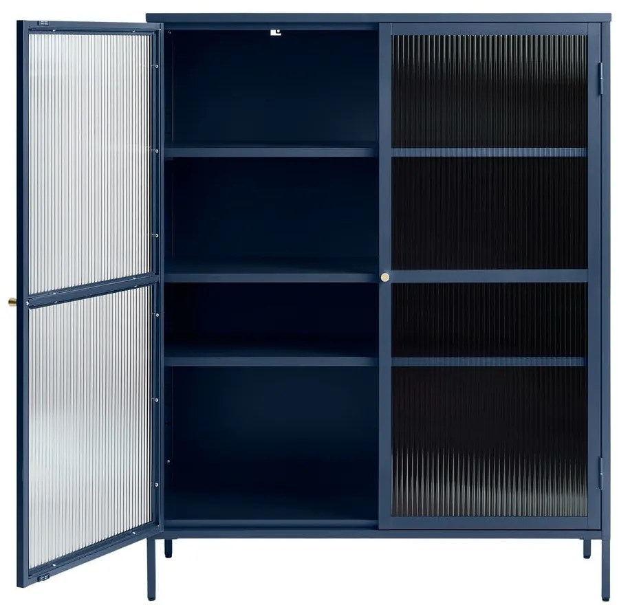 Vetrina in metallo blu Bronco, altezza 140 cm - Unique Furniture