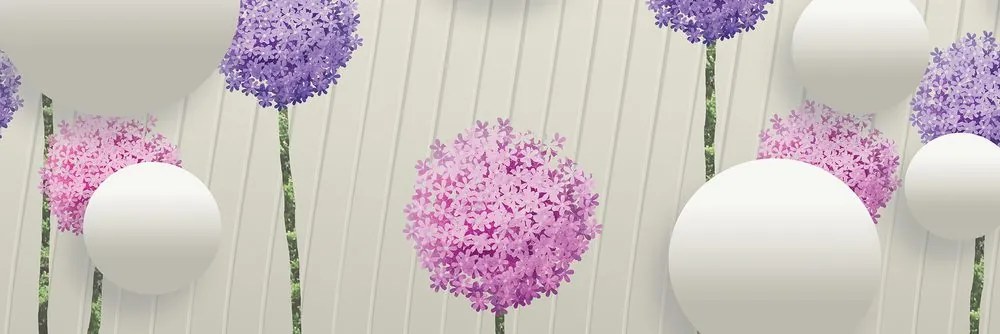 Quadro su tela – Fiori interessanti con elementi e motivi astratti