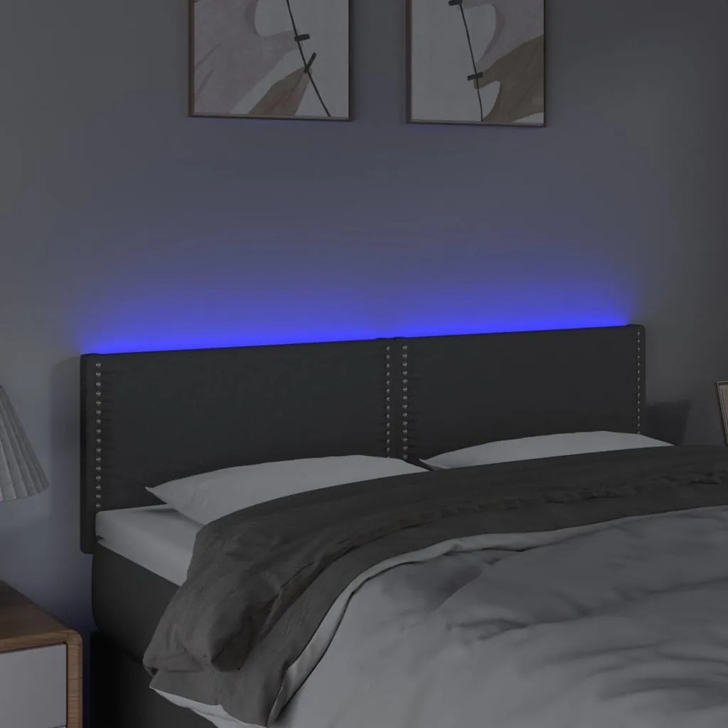 Testiera a led grigio scuro 144x5x78/88 cm in tessuto
