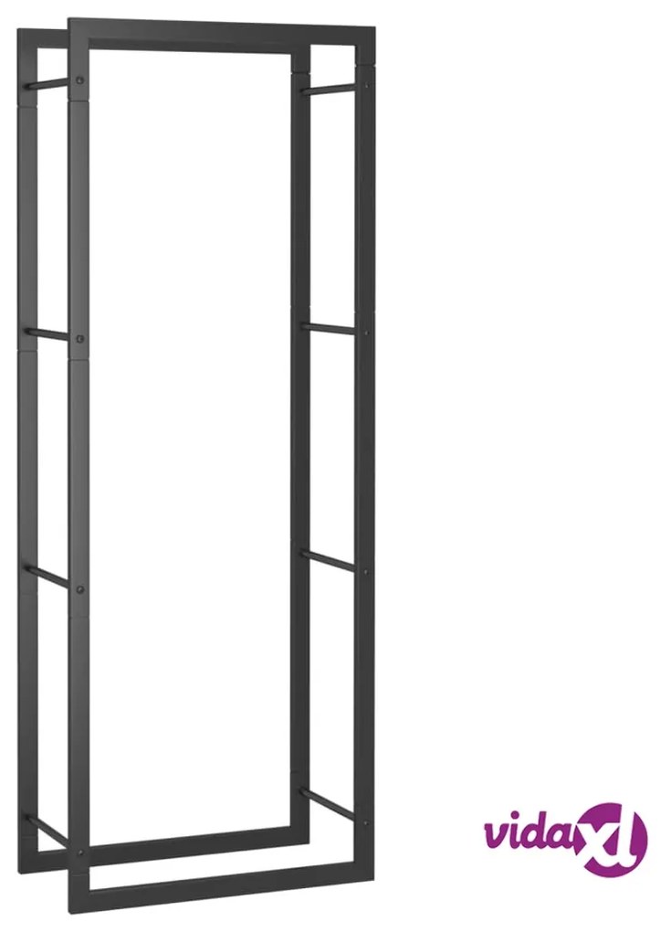 vidaXL Portalegna Nero Opaco 50x28x132 cm in Acciaio