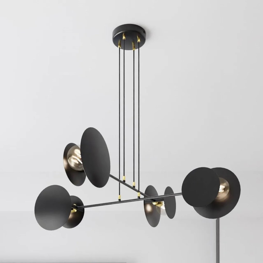 Lampadario a Sospensione in Acciaio IDEA 4 Nero/Bianco 4xE27