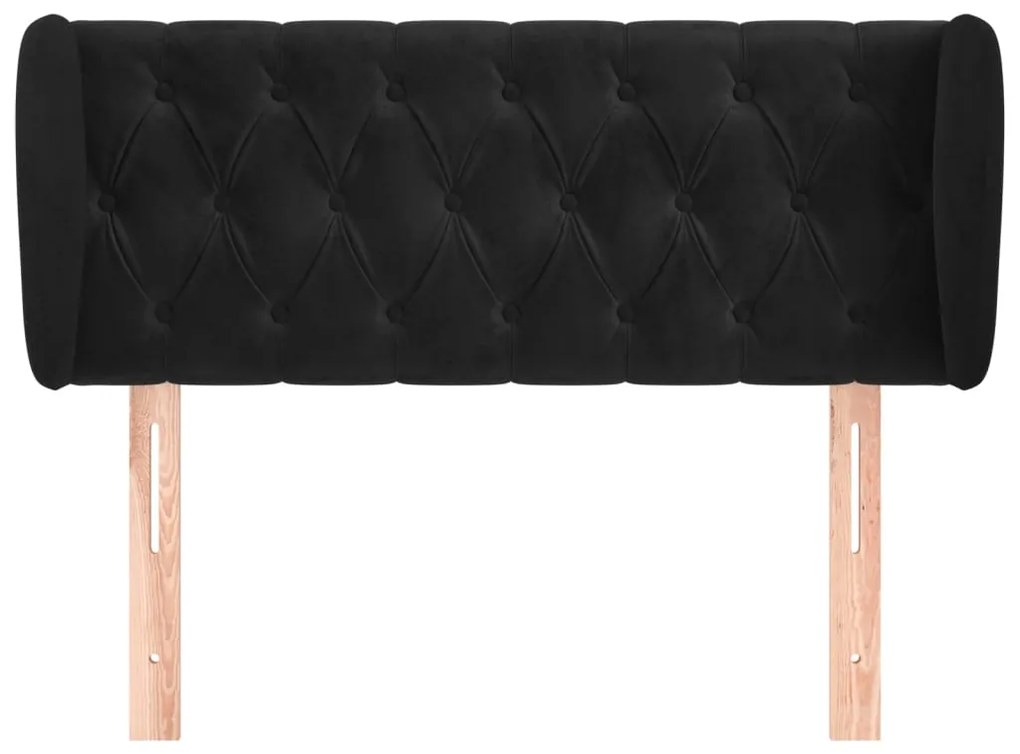 Testiera ad orecchio nera 103x23x78/88 cm in velluto