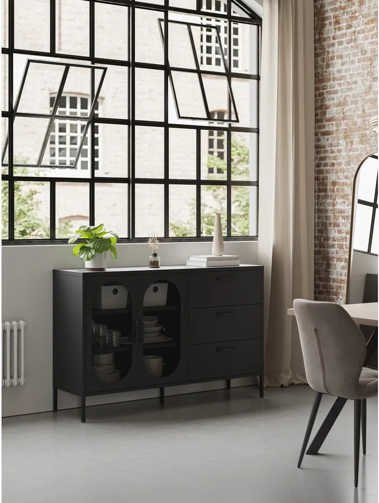 Cassettiera nera 140x90 cm Diora - Marckeric