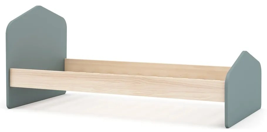 Letto da bambini di colore naturale/verde polveroso con effetto pino con rete inclusa 90x190 cm Estefania – Marckeric