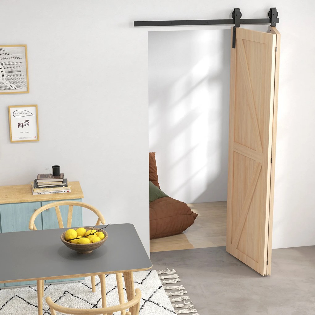 Kit Porta Scorrevole a Libro 122x0.5x4 cm con Binario e Cerniere in Acciaio al Carbonio Nero...