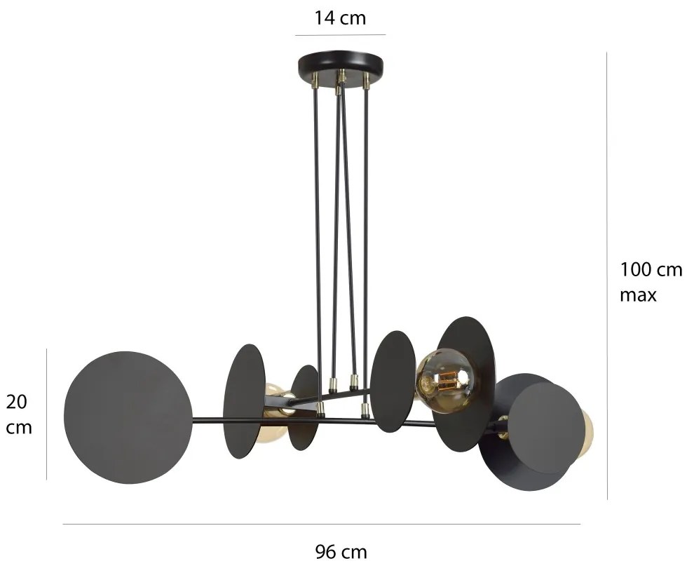 Lampadario a Sospensione in Acciaio IDEA 4 Nero/Bianco 4xE27 Colore del corpo Nero