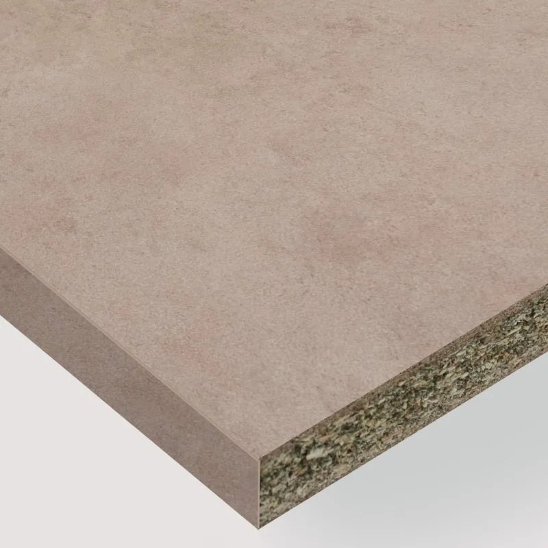 Piano cucina in truciolare rivestito in laminato hpl cemento beige Porfido L 304 x P 63 cm, spessore 3.8 cm
