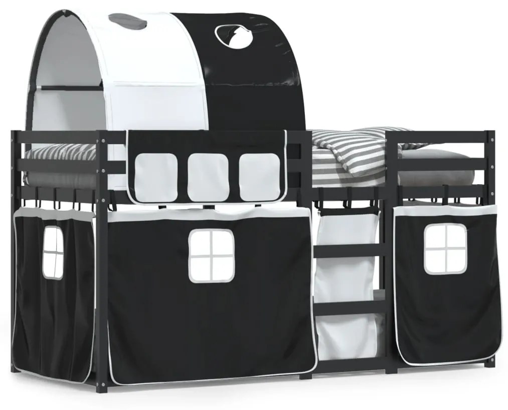 Letto A Castello Senza Materasso Bianco E Nero 90x190cm İn Pino /